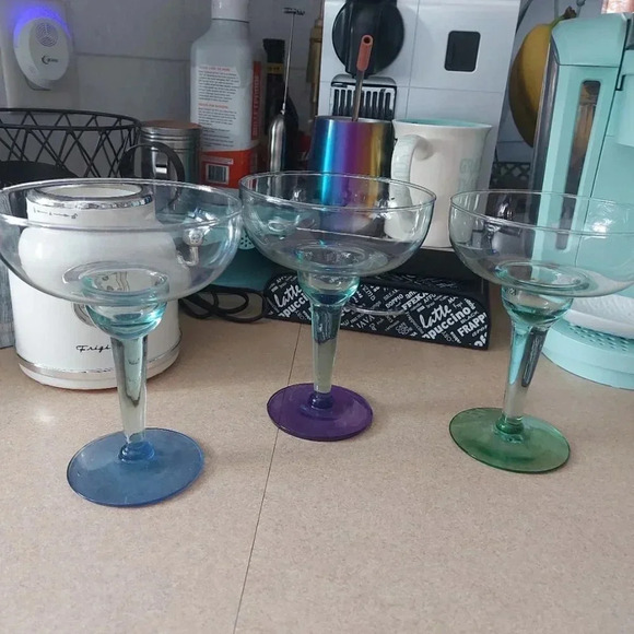 Pier 1 | Set of 3 Colorful Margarita Glasses - Picture 1 of 11